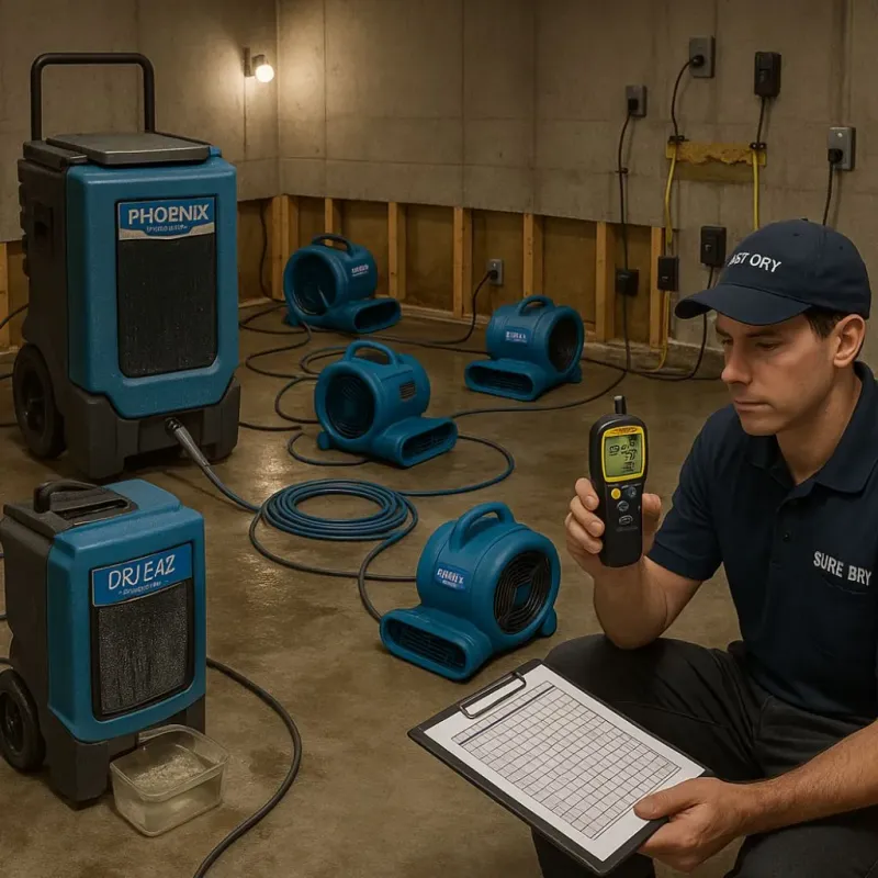 Structural Drying and Dehumidification process in Sterlington, LA